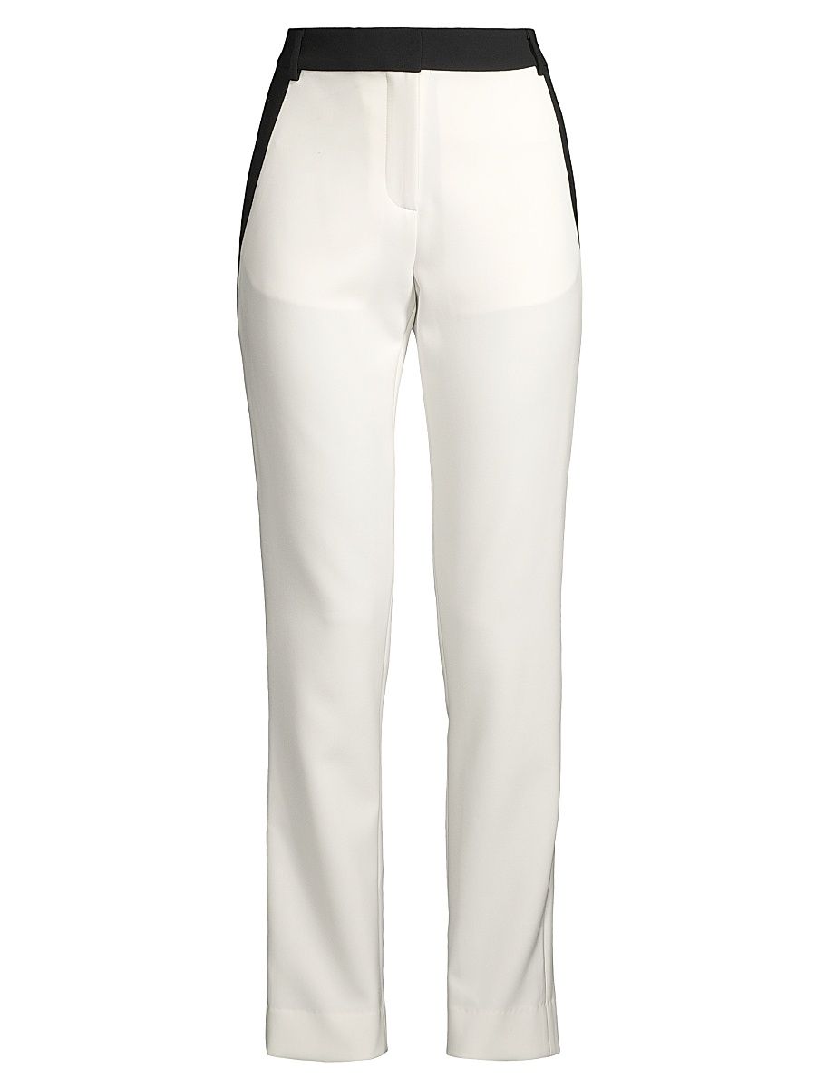 Women's Reagan Two-Toned Straight-Leg Trousers - Cream Jet - Size 8