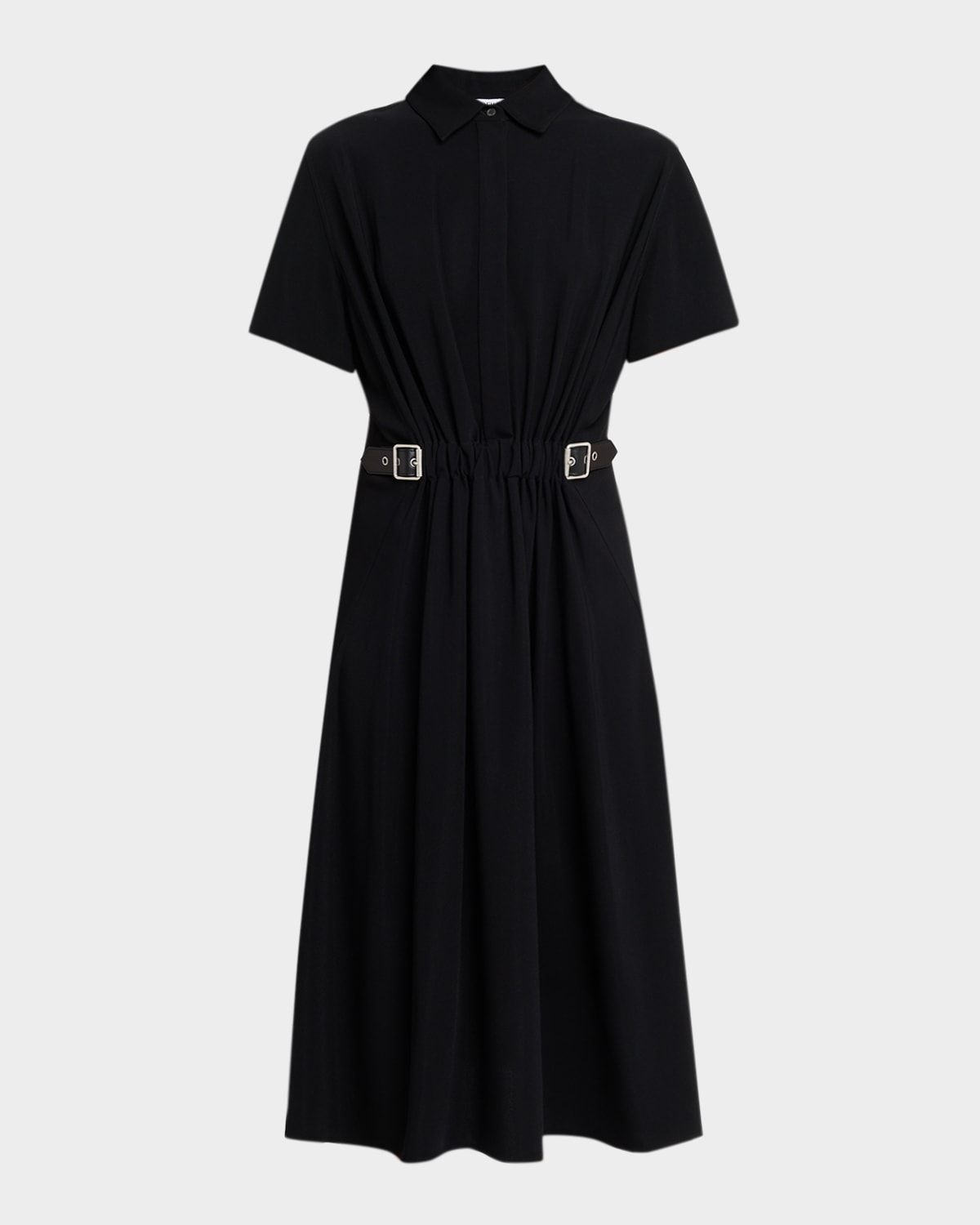 Short-Sleeve Belt Cinched Shirtdress