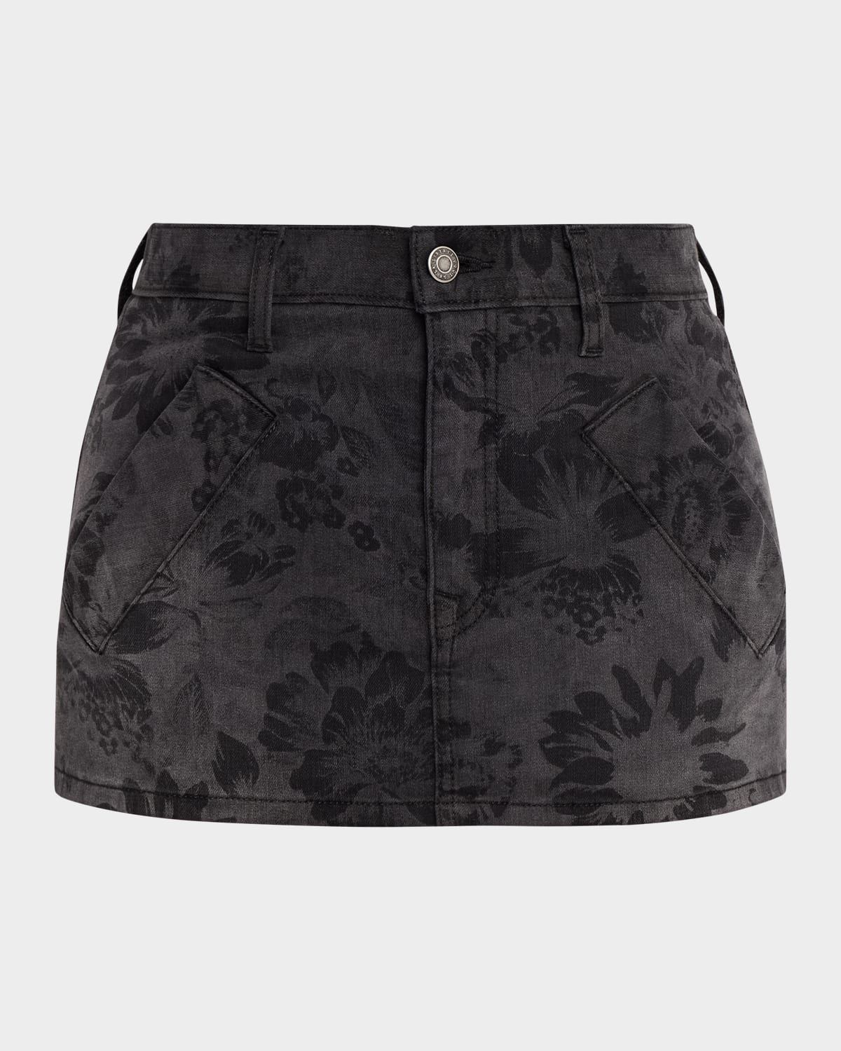 Floral Denim Mini Skirt