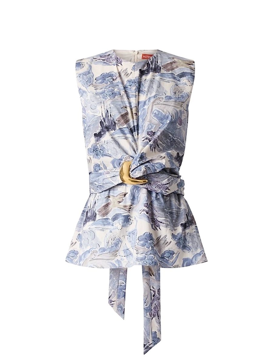 Women's Tizzy Printed Buckle Top - Berry Blue Mythical - Size 10