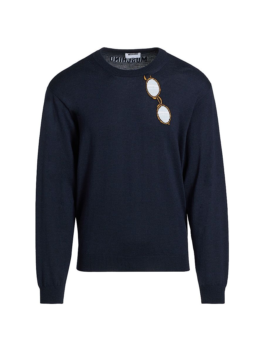 Men's Sunglasses Trompe L'Oeil Wool Sweater - Dark Blue - Size 46