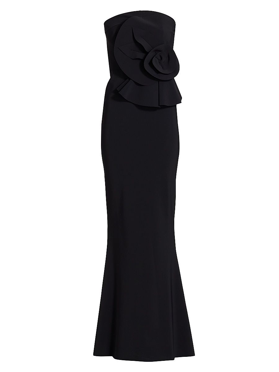 Women's Hebe Strapless Ruffle Gown - Black - Size 18
