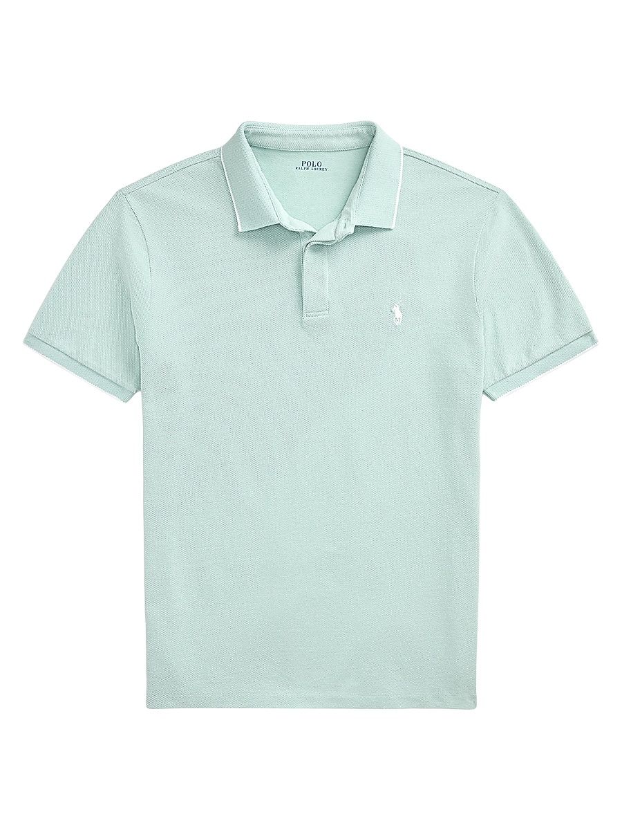 Men's Custom-Slim-Fit Stretch Oxford Mesh Polo Shirt - Celadon White - Size XXL