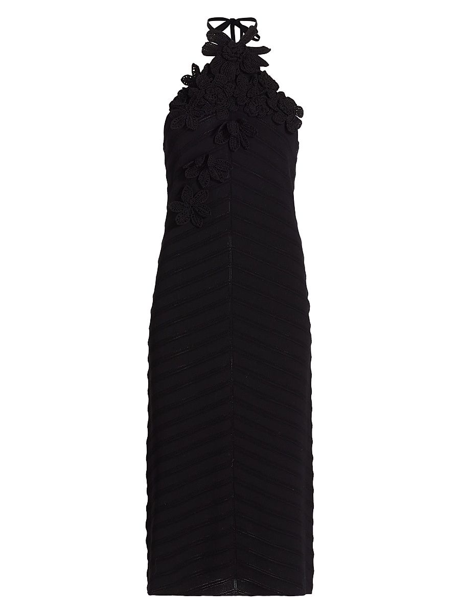 Women's Ayellet Appliqué Halter Sweaterdress - Black - Size XL