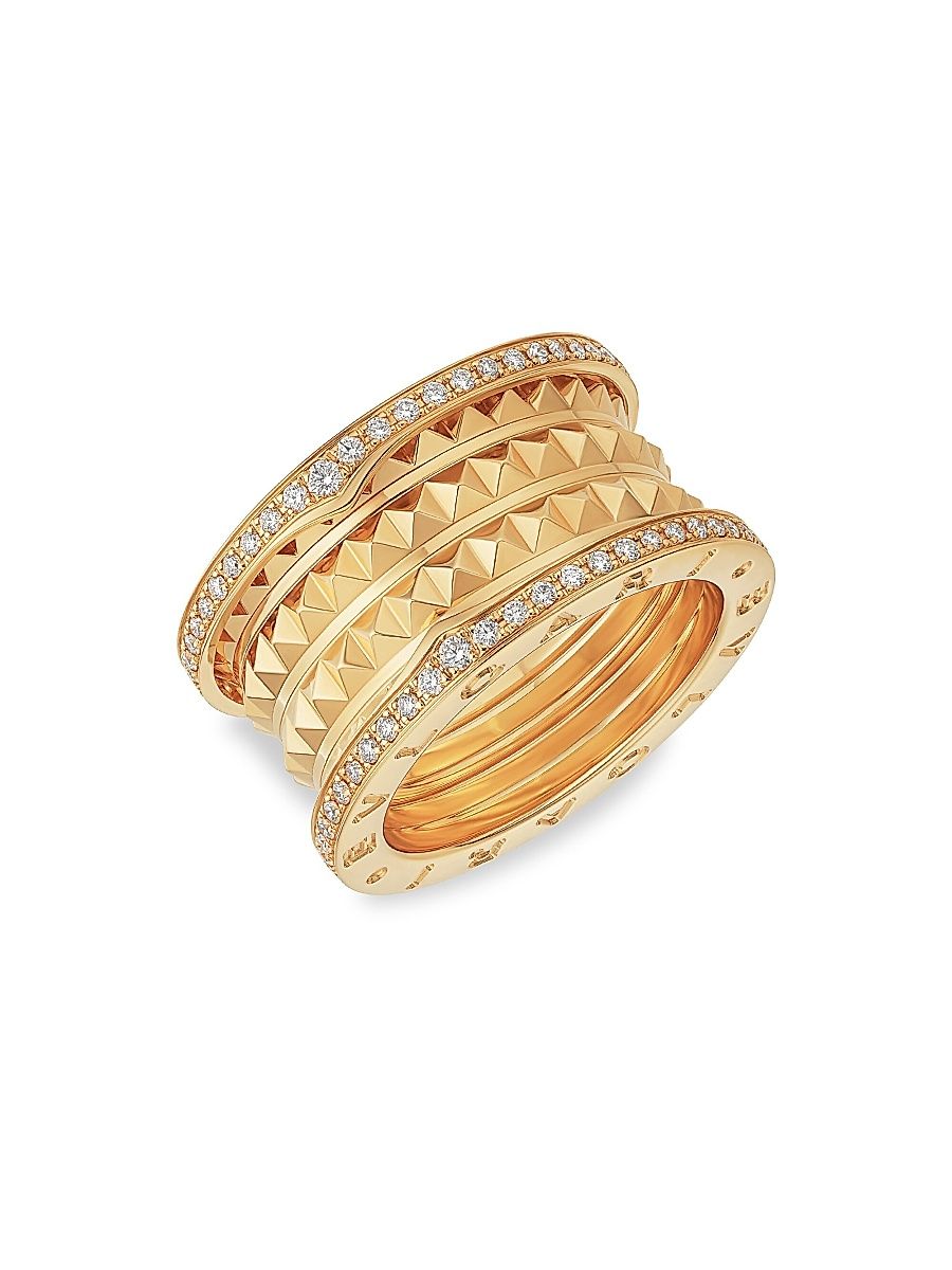 Women's B. zero1 Rock 18K Yellow Gold & Diamond 4-Band Ring - Gold - Size 7