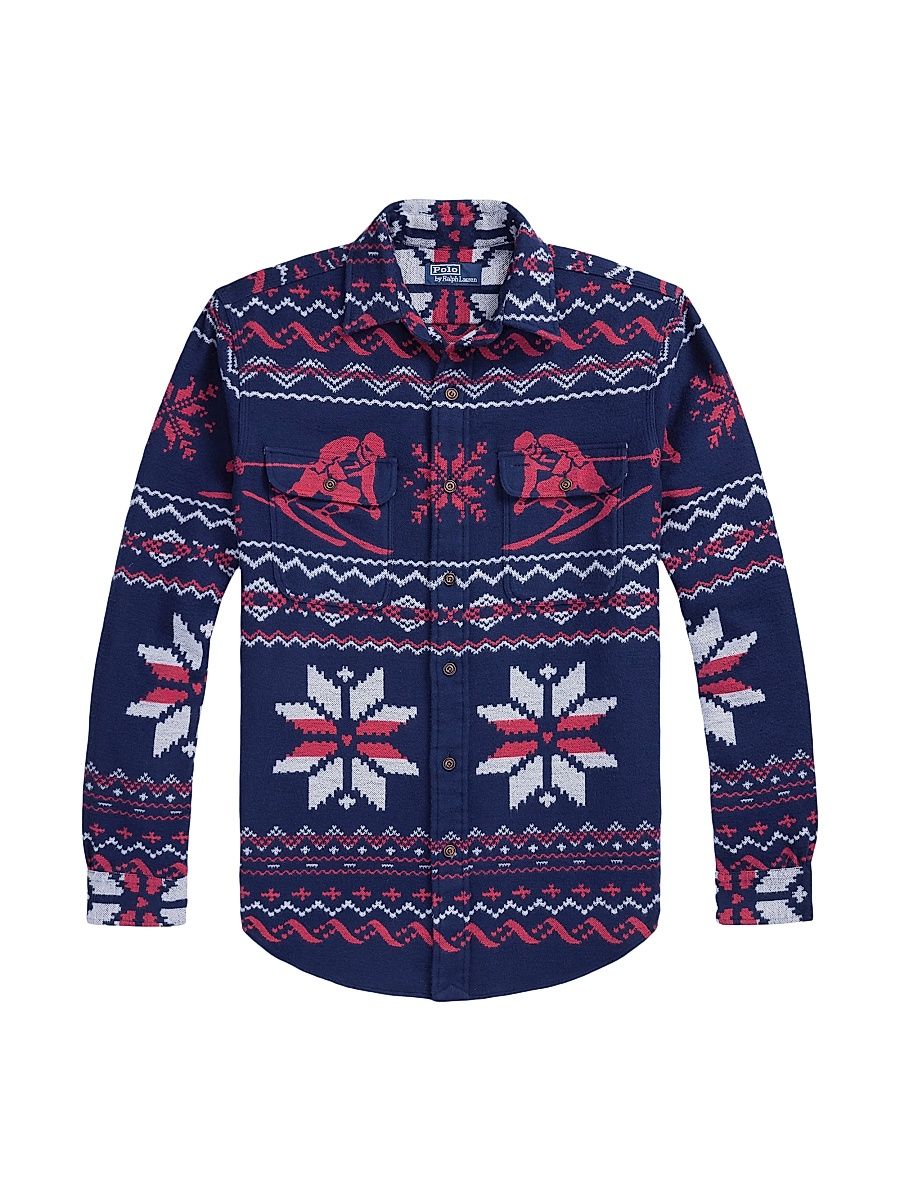 Men's Flannel Jacqaurd Shirt - Holiday Ski Jacquard - Size XXL