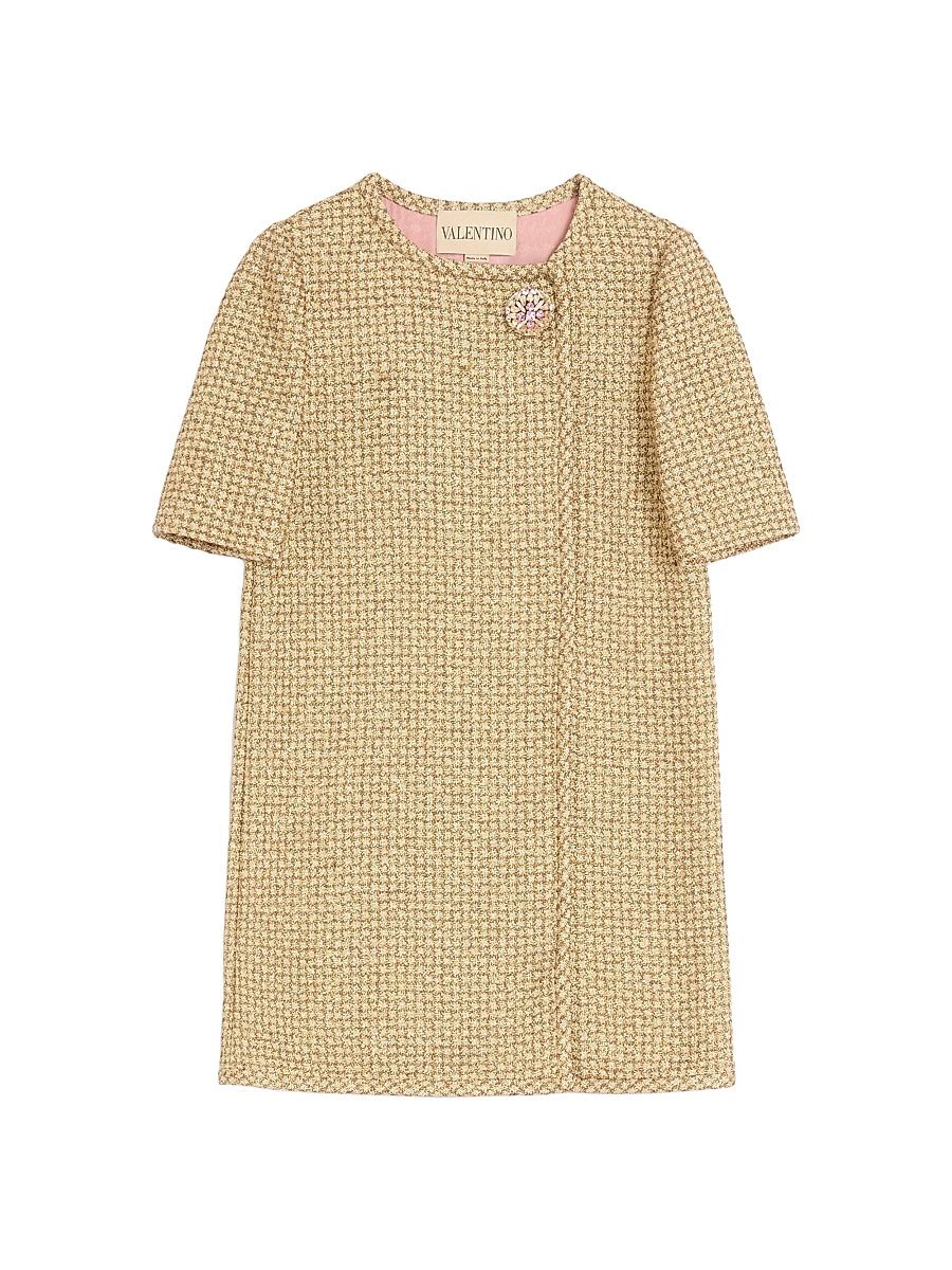 Women's Short Canestrello Lurex Tweed Dress - Gold - Size 8