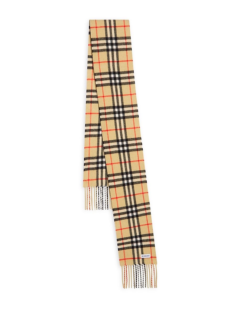 Men's Check Cashmere Scarf - Sand
