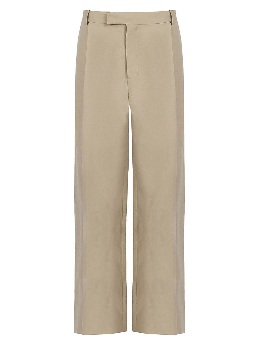 Men's Wide-Leg Linen-Blend Trousers - Safari Bianco Naturale - Size 34