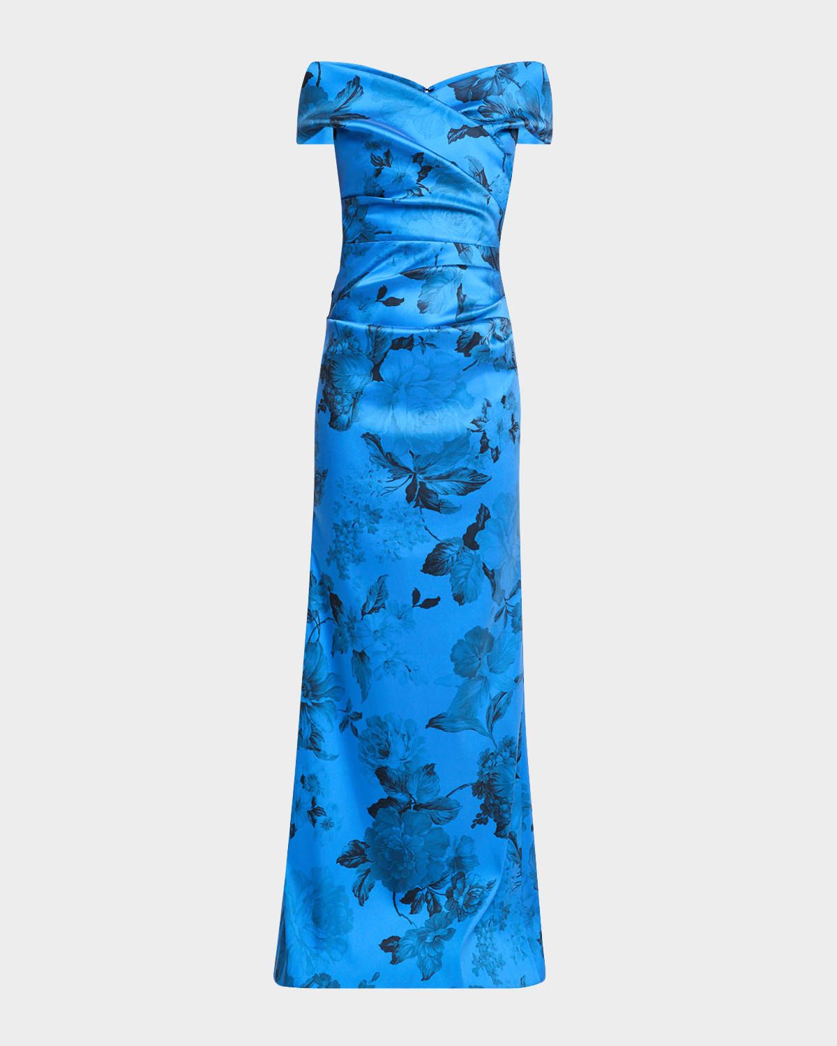 Off-Shoulder Gazar Column Gown