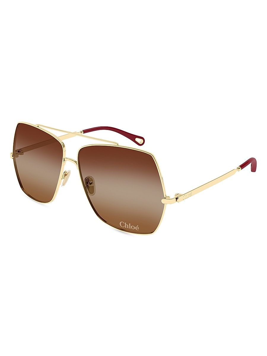 Women's Aly Fashion Show 62MM Squared Sunglasses - Brown Gradient Gold