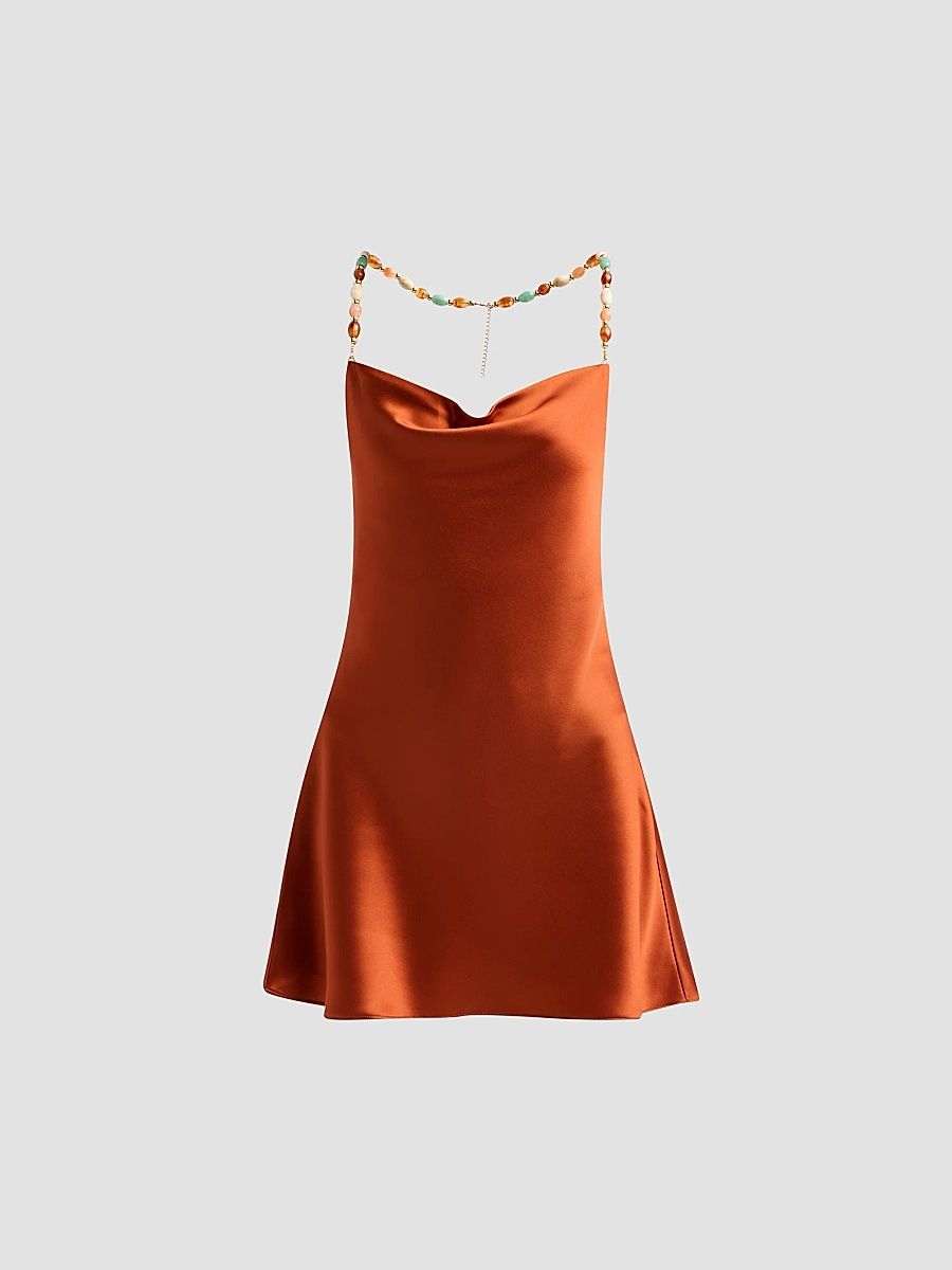 Women's Marvel Satin Mini Dress - Rust - Size XL