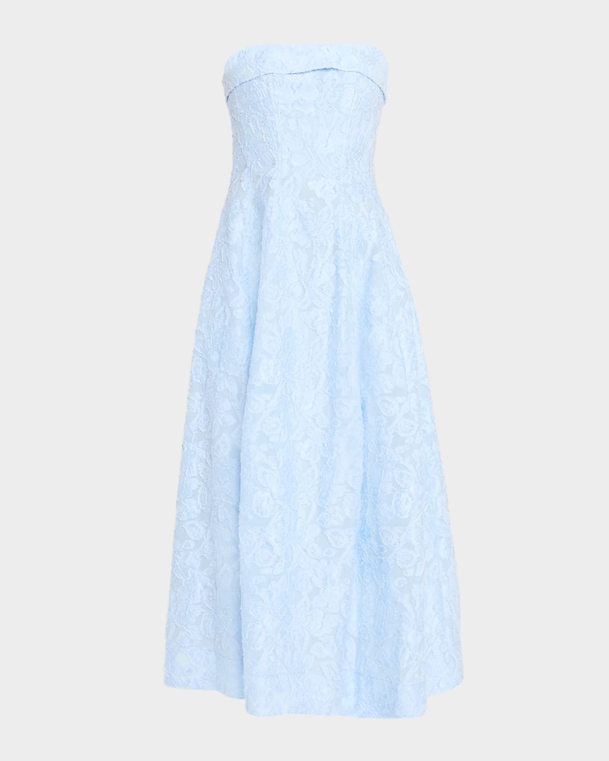 Valeria Strapless Organza Jacquard Midi Dress