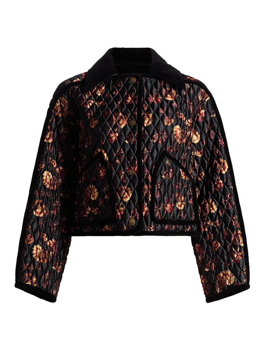 Women's Floriston Floral Quilted Jacket - Crimson Red - Size XS