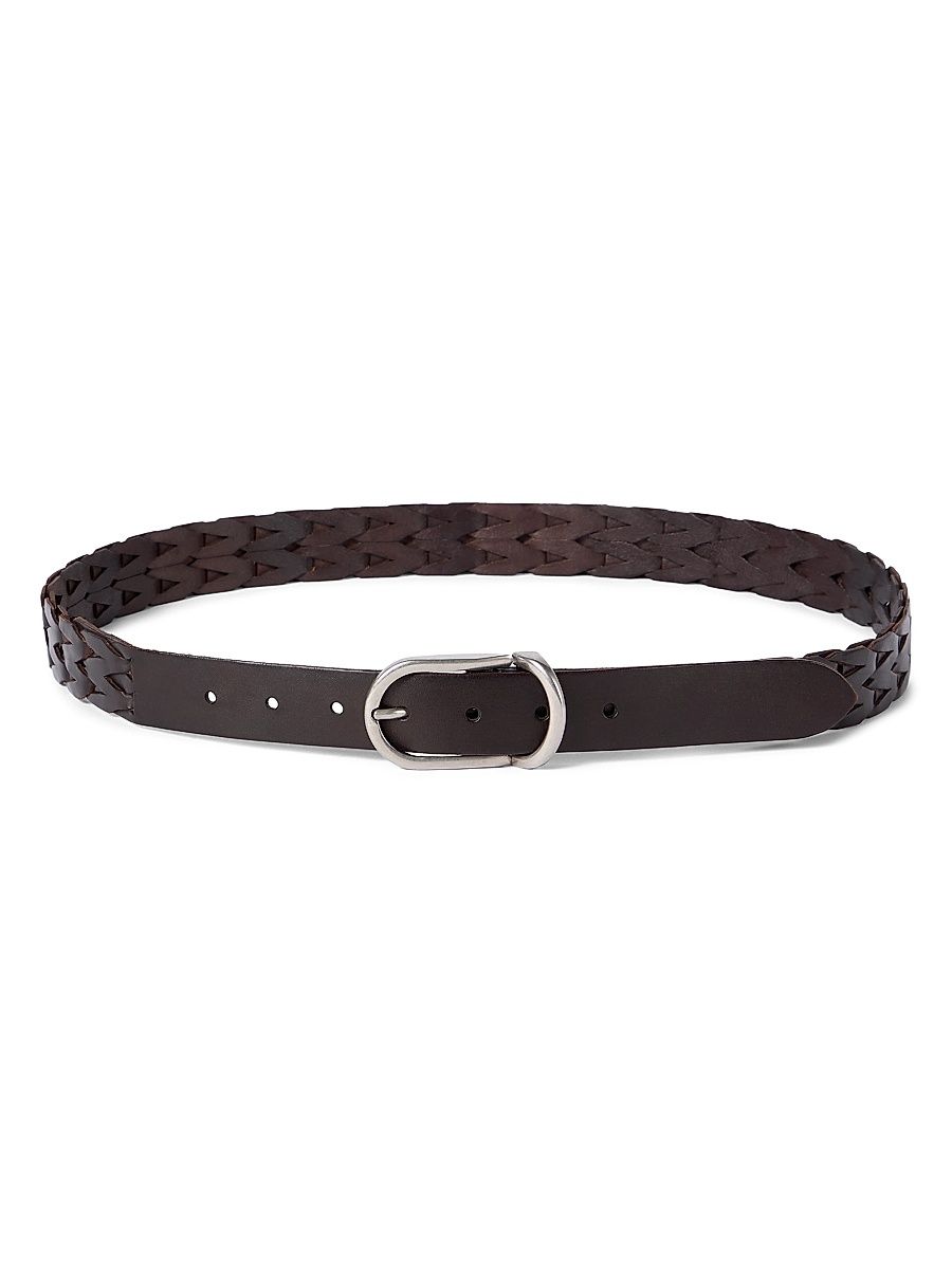 Men's Braided Leather Belt - Rust Brown - Size 46