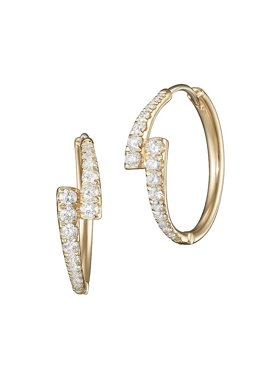 Women's Lola 18K Yellow Gold & 0.76 TCW Diamond Bypass Hoop Earrings - Yellow Gold