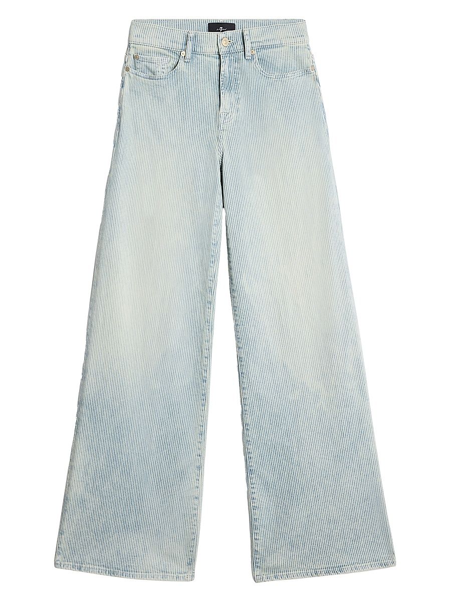 Women's Lotta Pinstripe Mid-Rise Wide-Leg Jeans - Stripes - Size 27