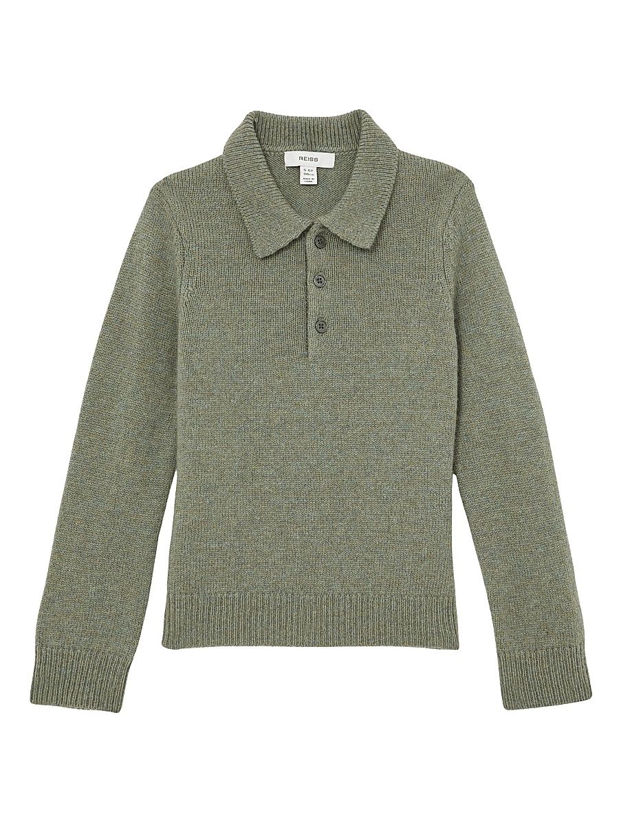 Little Boy's & Boy's Deansgate Wool-Cashmere Polo Sweater - Sage Green - Size 9