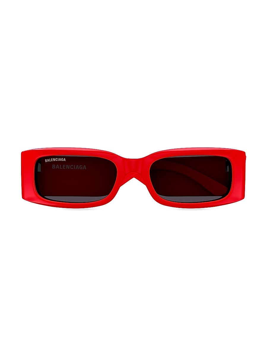 Men's Balenciaga Max 56MM Rectangular Sunglasses - Red