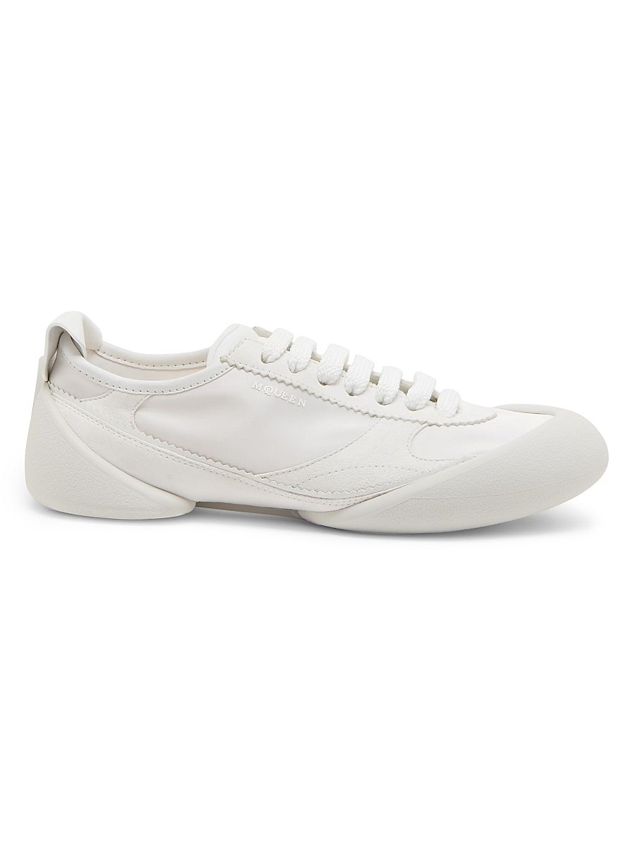 Women's Leather Low-Top Split Sole Sneakers - Ice White - Size 10