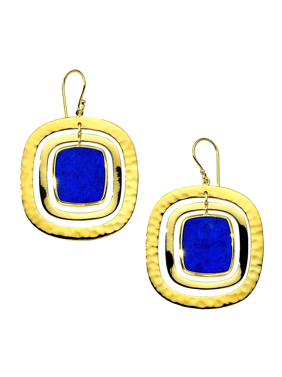 Women's Rock Candy 18K Yellow Gold & Lapis Square Drop Earrings - Lapis