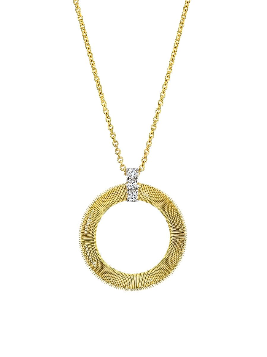 Women's Masai 18K Yellow Gold & Diamond Coil Circle Pendant Necklace - Gold Diamond