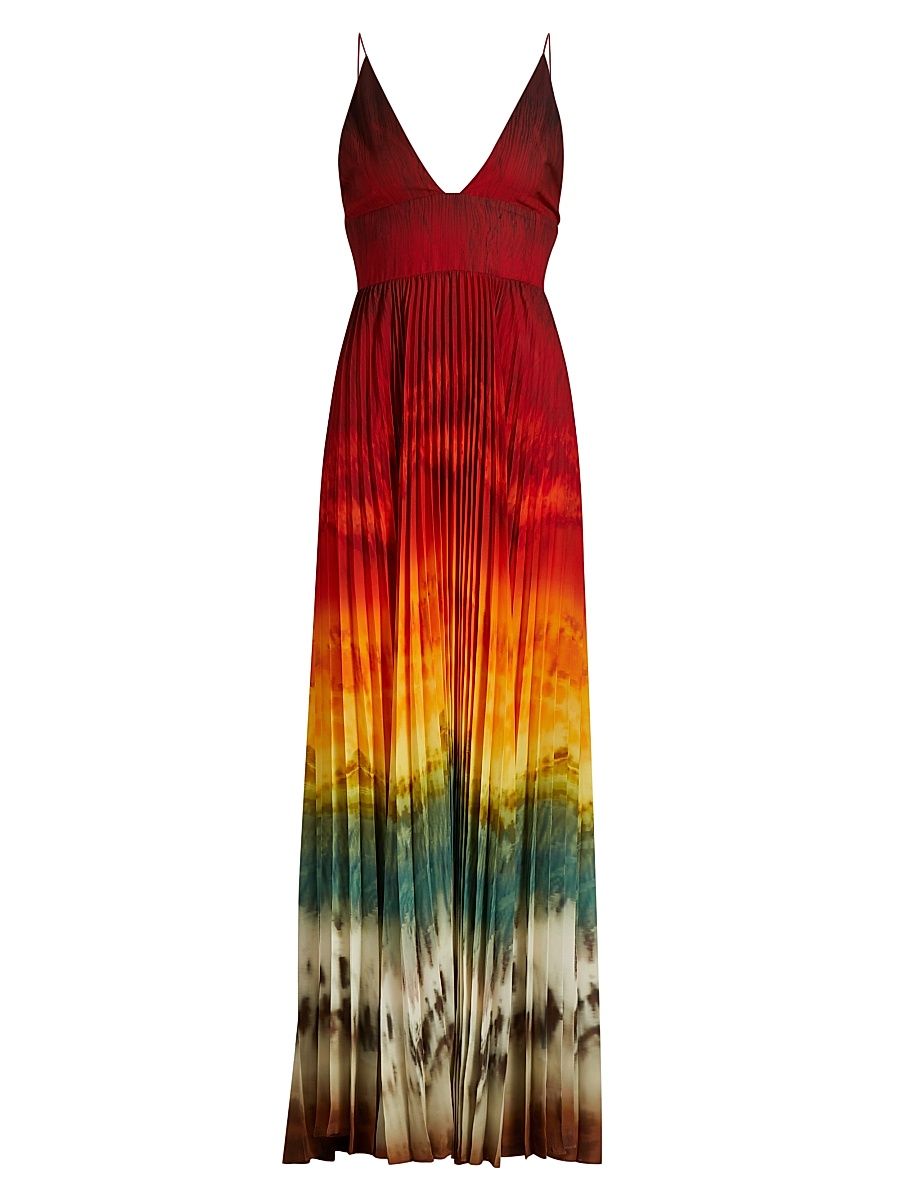 Women's Lauren Pleated Tie-Dye Maxi Dress - Crystal Tie Dye - Size 12