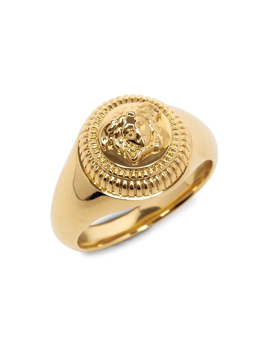 Men's Goldtone Medusa Signet Ring - Versace Gold - Size 10.5