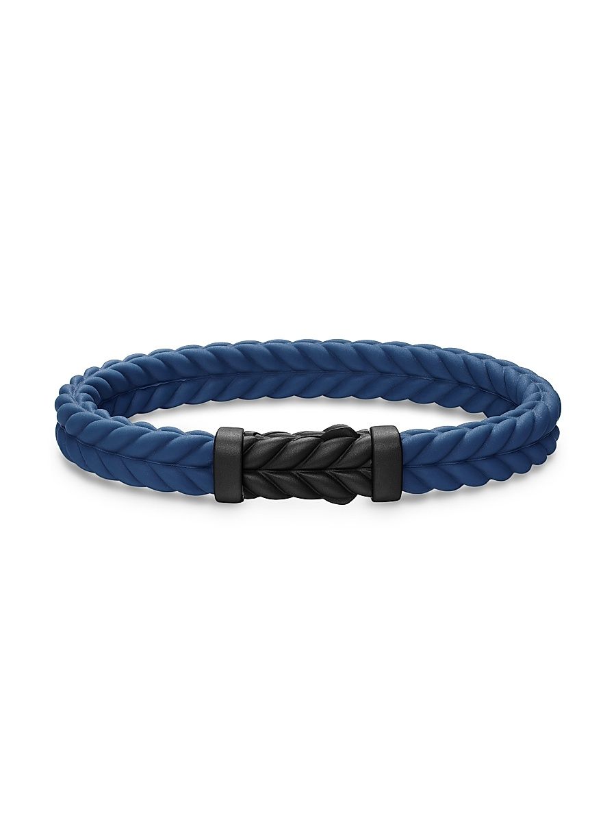 Men's Chevron Rubber Bracelet - Blue Black - Size Medium