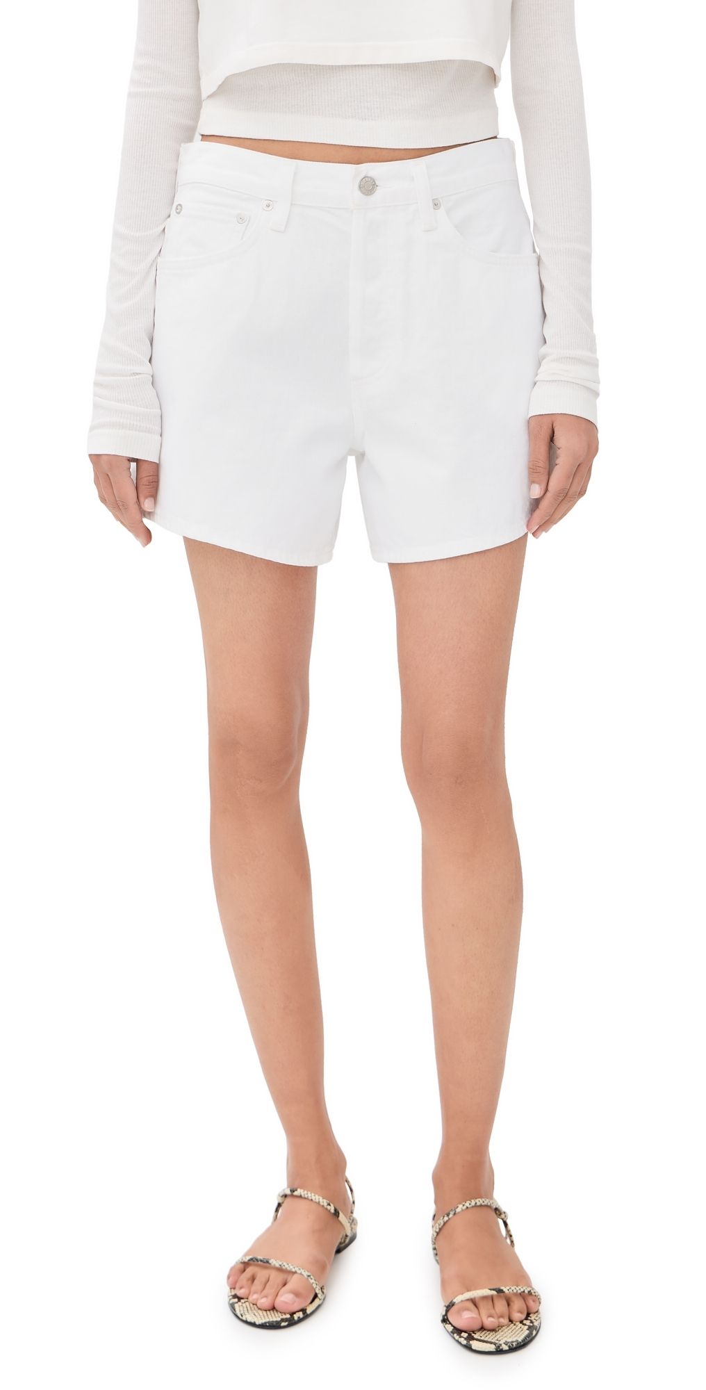 AGOLDE Leith Low Slung Relaxed Fit Shorts Marshmallow 34