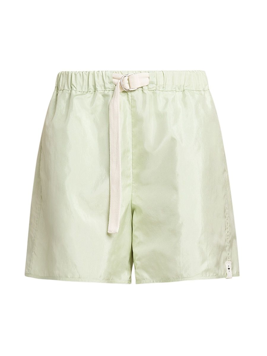 Women's Drawstring Satin Shorts - Soft Pigment Green - Size 2