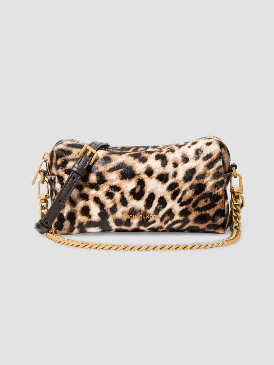 MICHAEL Michael Kors Women's Bryant Small Leopard-Pattern Leather Crossbody Bag - Burnt Khaki