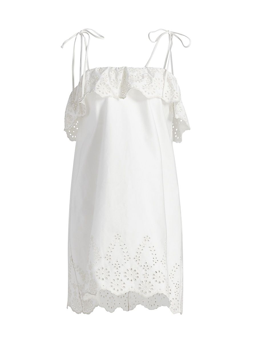 Women's Yvonne Floral Eyelet Dress - White - Size 4