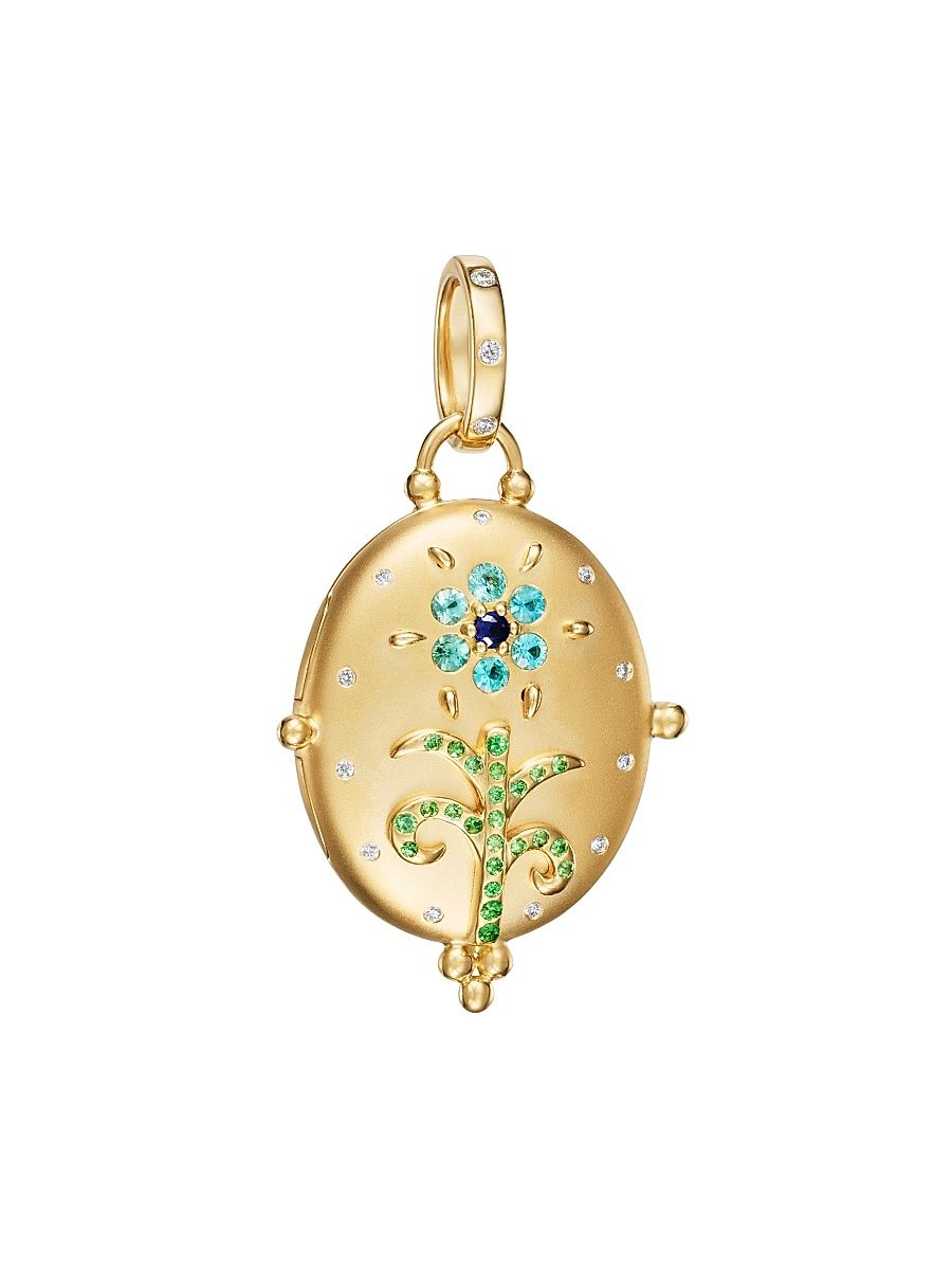 Women's Fiori 18K Yellow Gold & Multi-Gemstone Locket - Yellow Gold