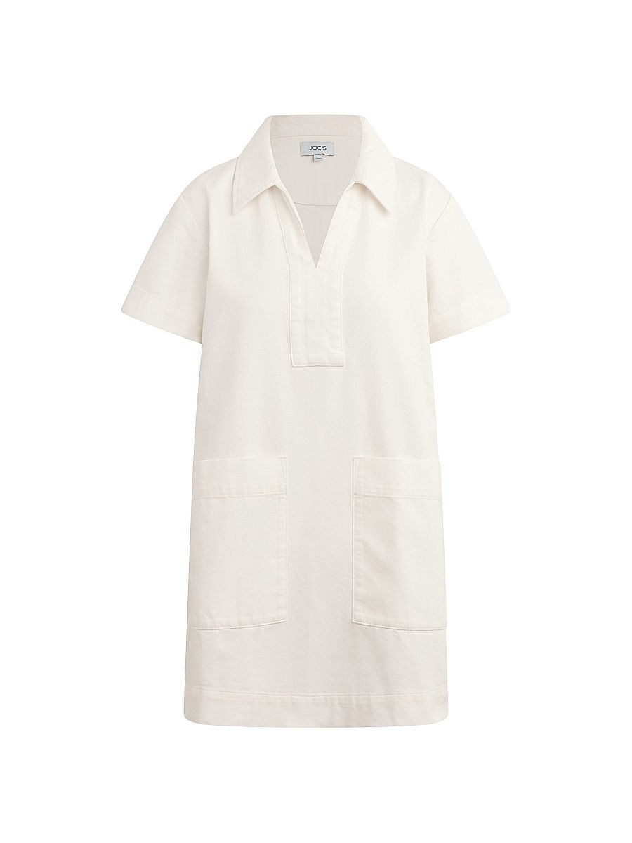 Women's Lillian Cotton Denim Mini-Shirtdress - Milk - Size XS