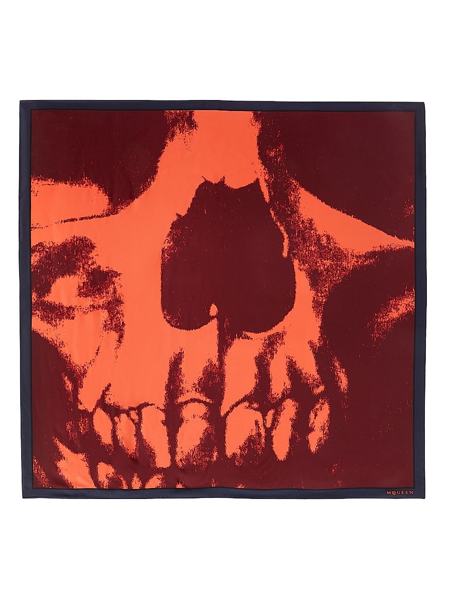 Women's Exploded Skull Silk Twill Scarf - Coral Burgundy