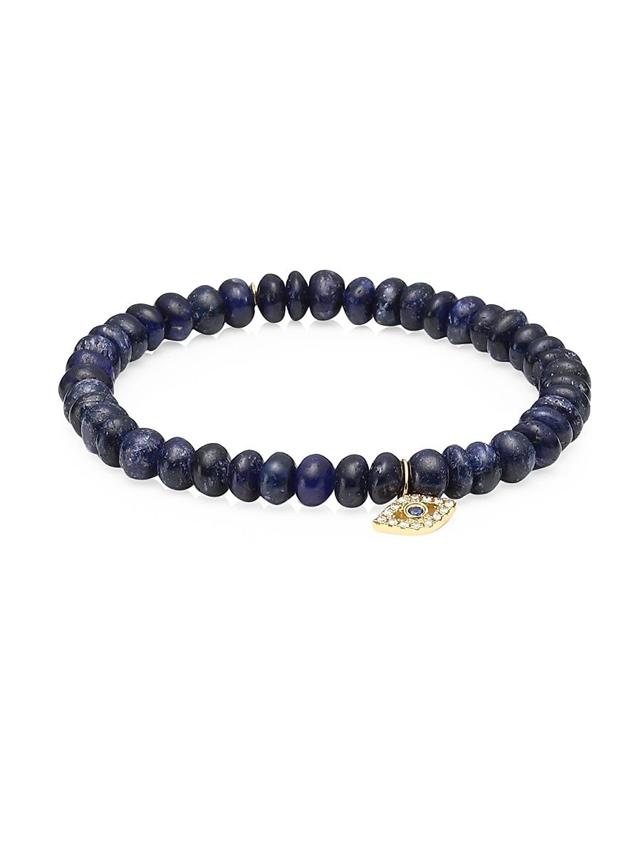 Women's Sapphire, Diamond & 14K Gold Rondelle Bezel Eye Bracelet