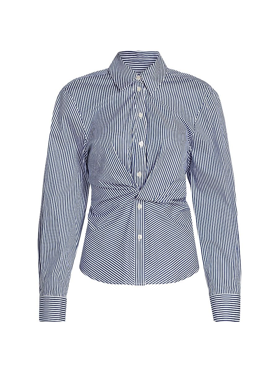 Women's Oakley Twisted Striped Cotton Top - Blue Optic White - Size 14