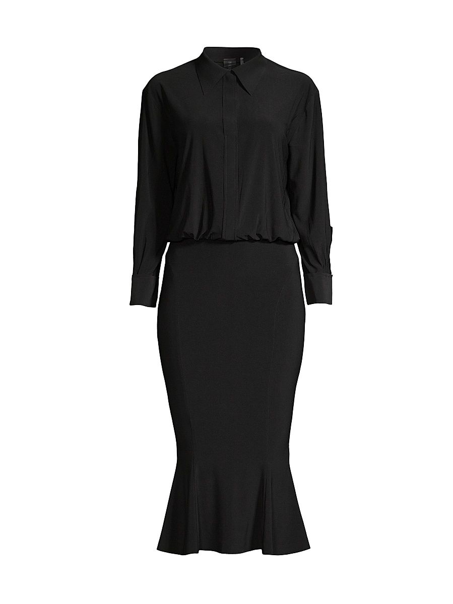 Women's Boyfriend Shirt Fishtail Dress - Black - Size XS