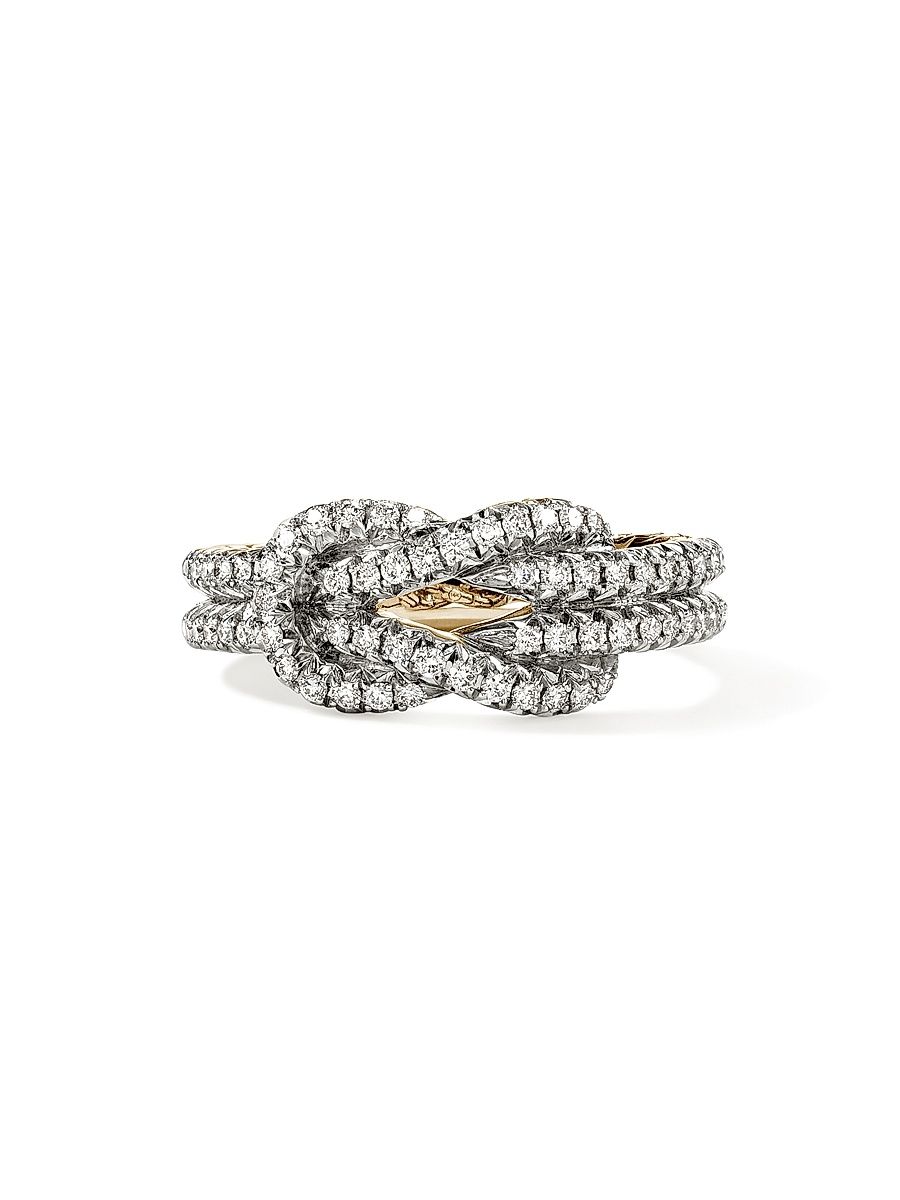 Women's Love Knot Two-Tone 14K Gold & 0.48 TCW Diamond Ring - Yellow Gold - Size 7
