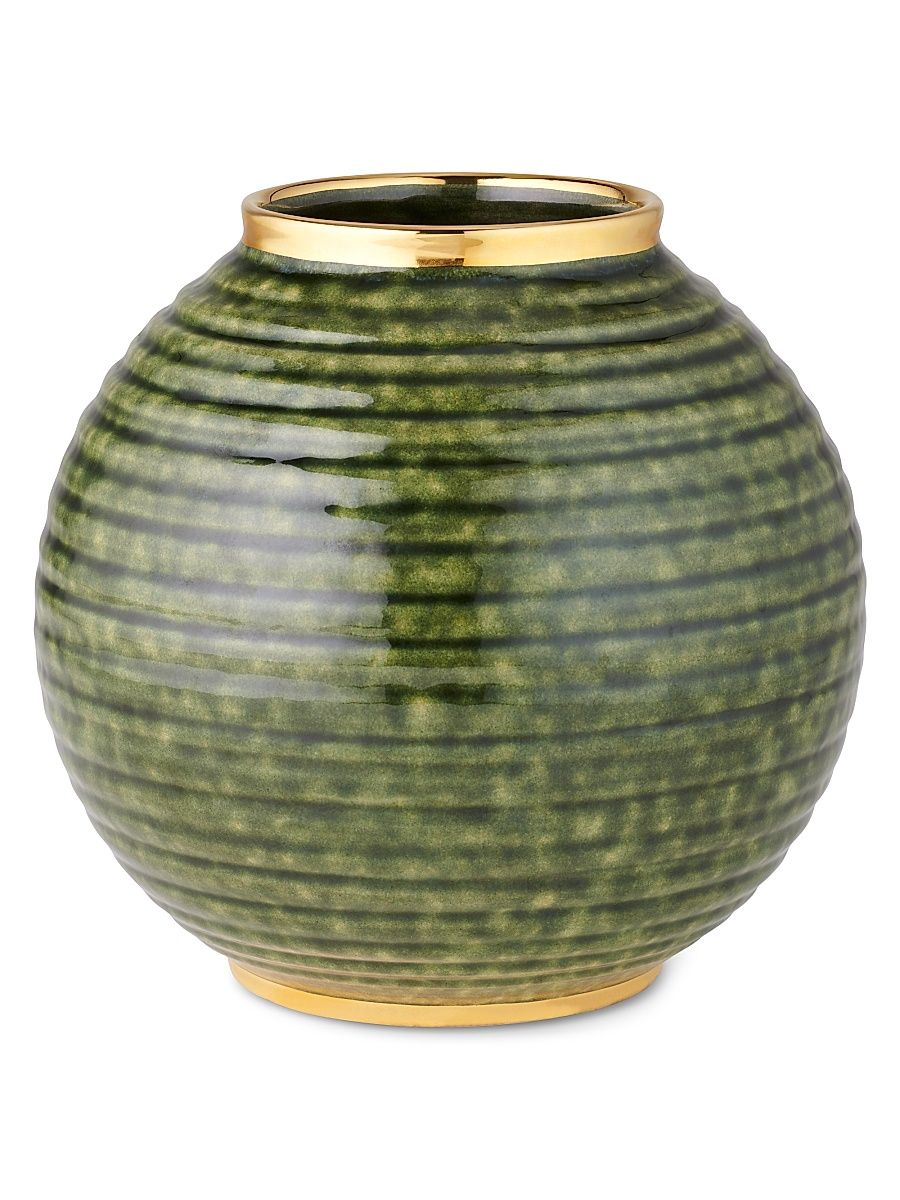 Calinda Round 10K Gold & Ceramic Vase