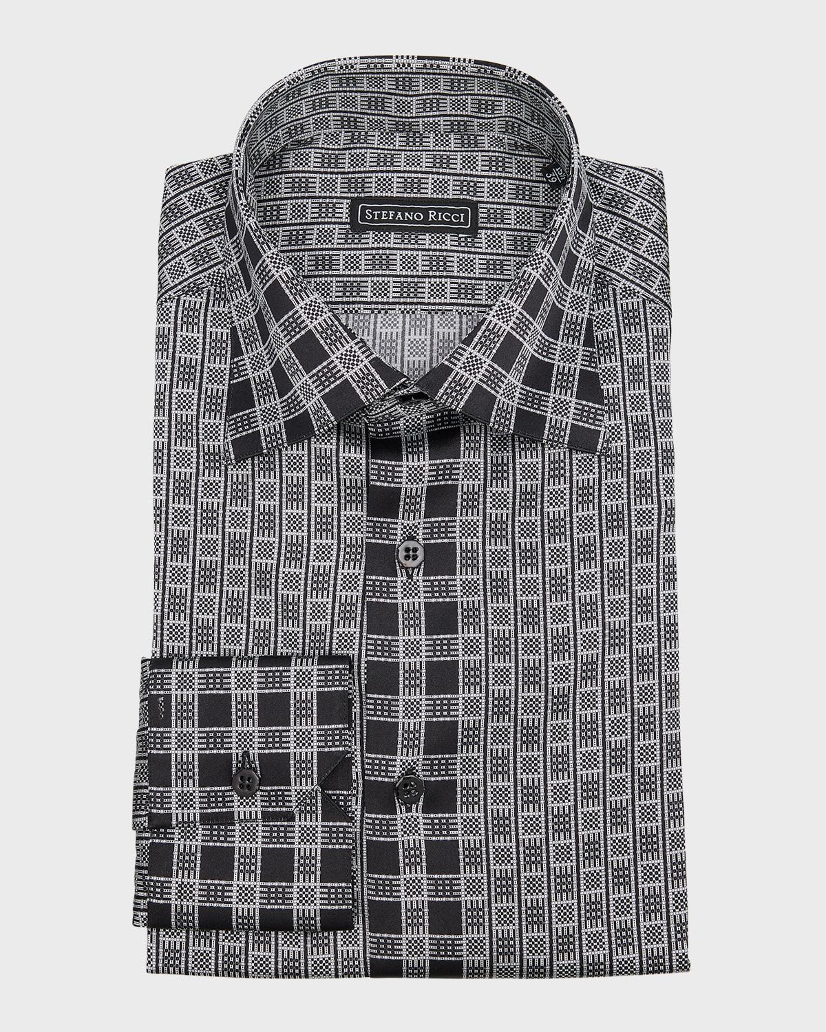 Men & apos;s Patterned Silk Dress Shirt