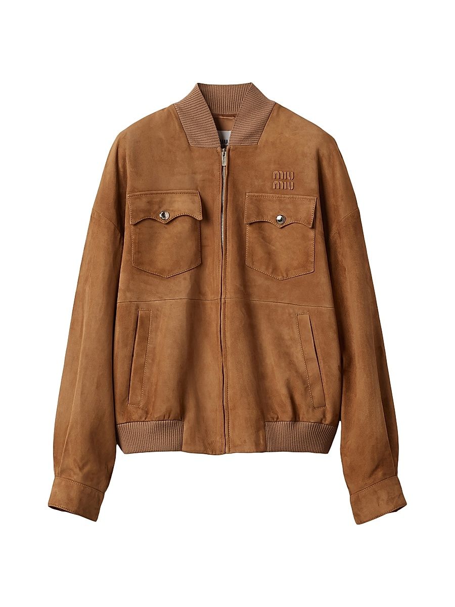 Women's Suede Nappa Leather Jacket - Brown - Size 4