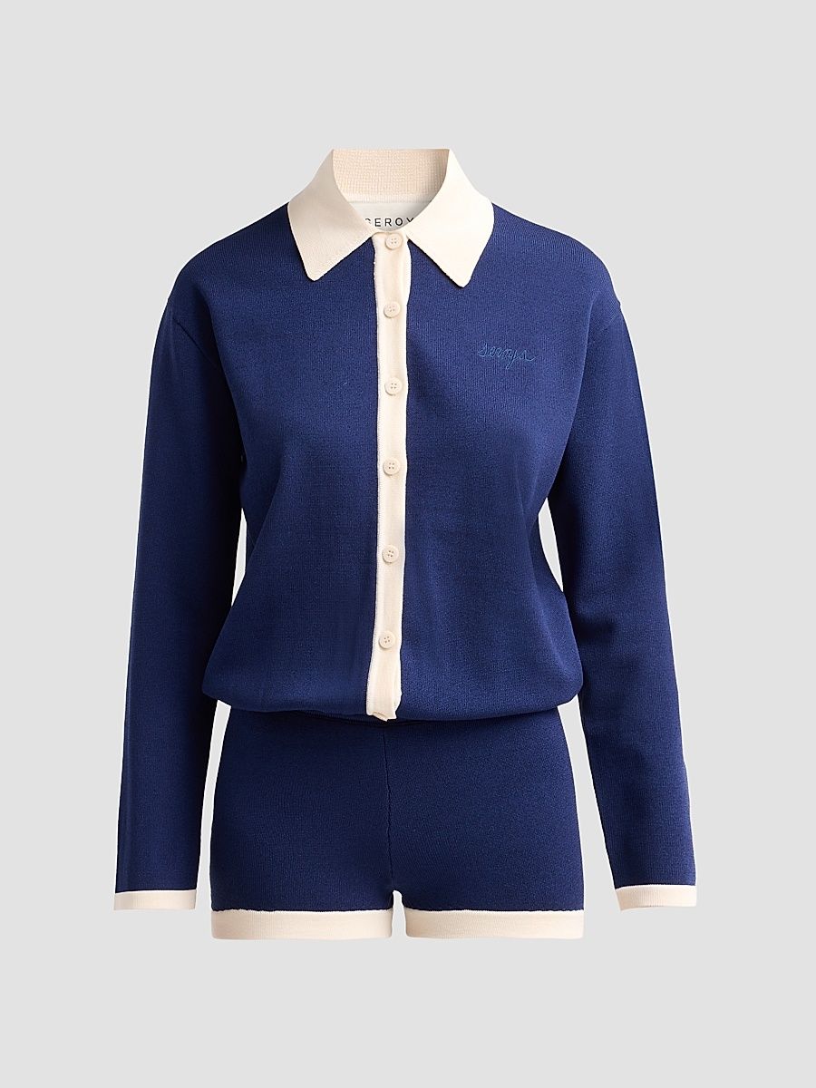 Women's Silas Knit Romper - Navy Eggshell - Size XS
