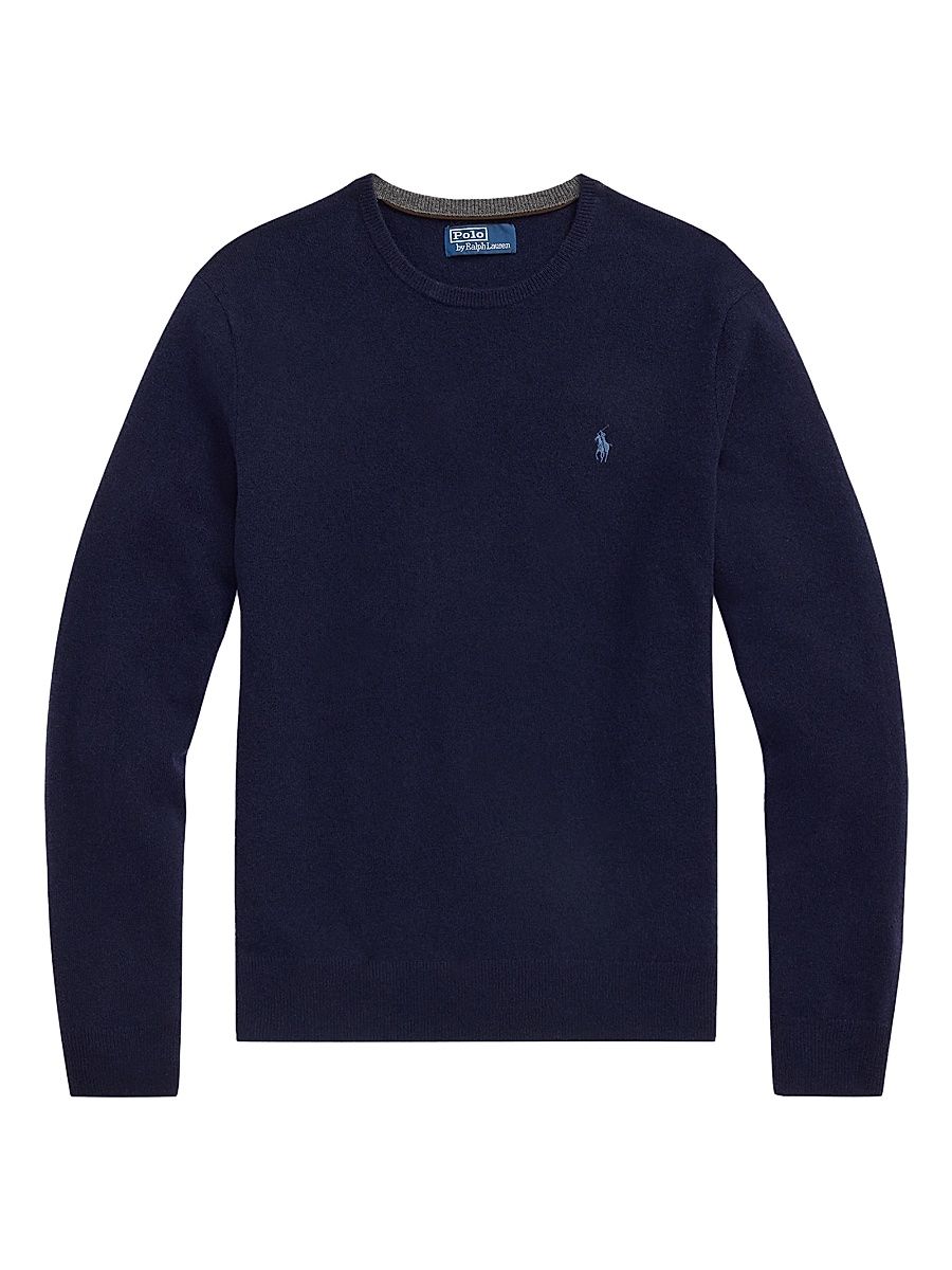 Polo Ralph Lauren Men's Logo-Embroidered Wool Sweater - Blue Borage Heather - Size XXL
