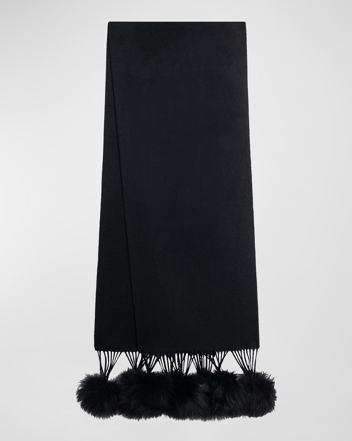 Select Cashmere Stole With Lamb Shearling Poms