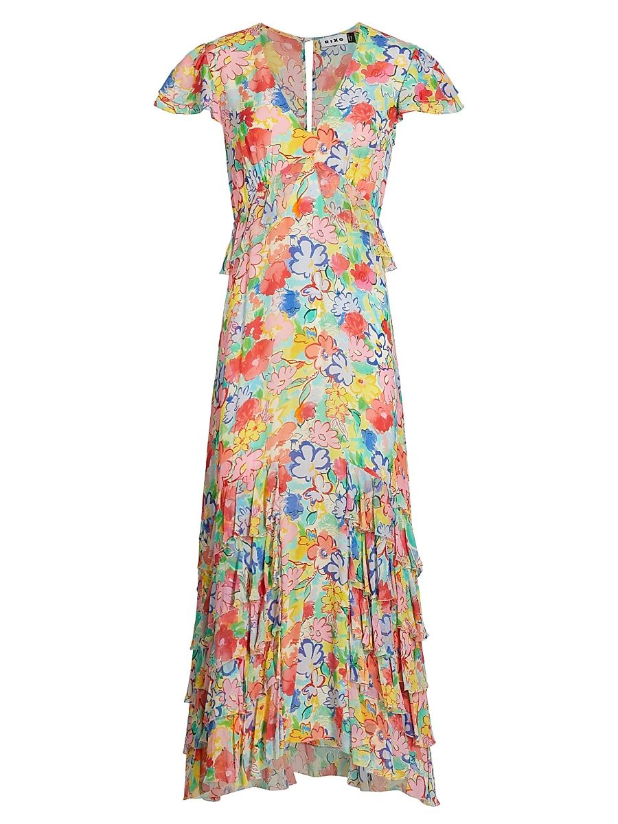 Women's Thanvi Tiered Floral Maxi Dress - Goan Floral Multi - Size XS