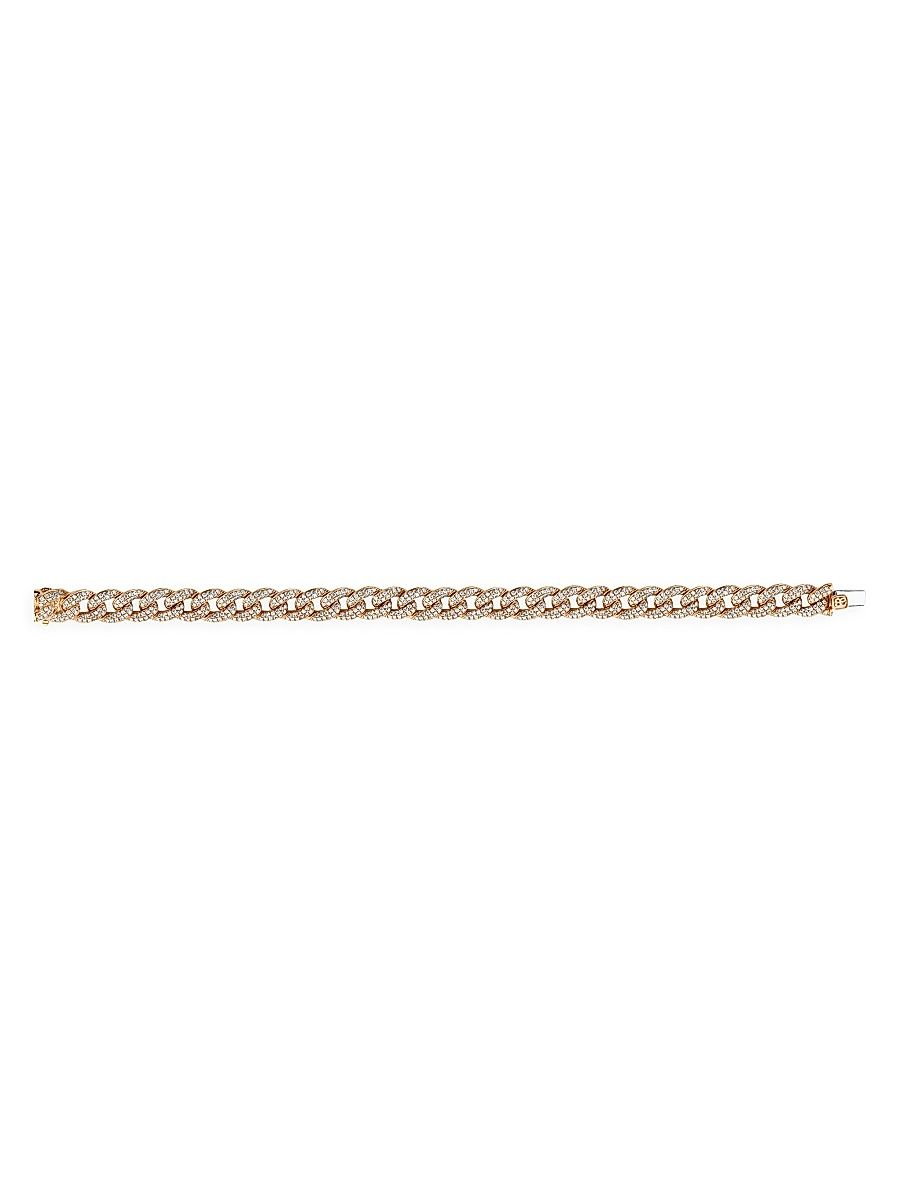 Women's 14K Rose Gold & Diamond Pavé Small Link Bracelet - Rose Gold