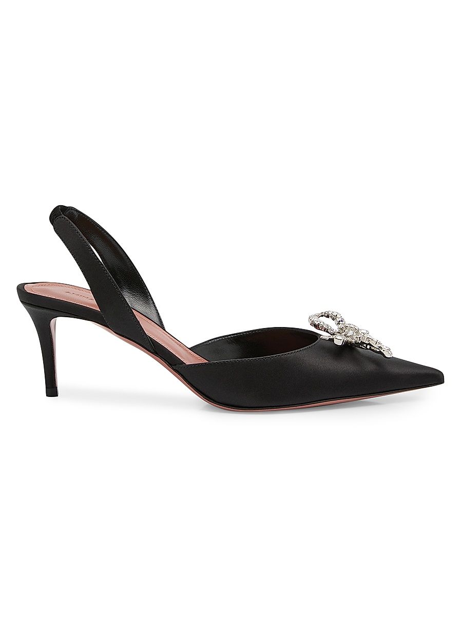 Women's Rosie 60MM Satin Slingback Pumps - Black - Size 8