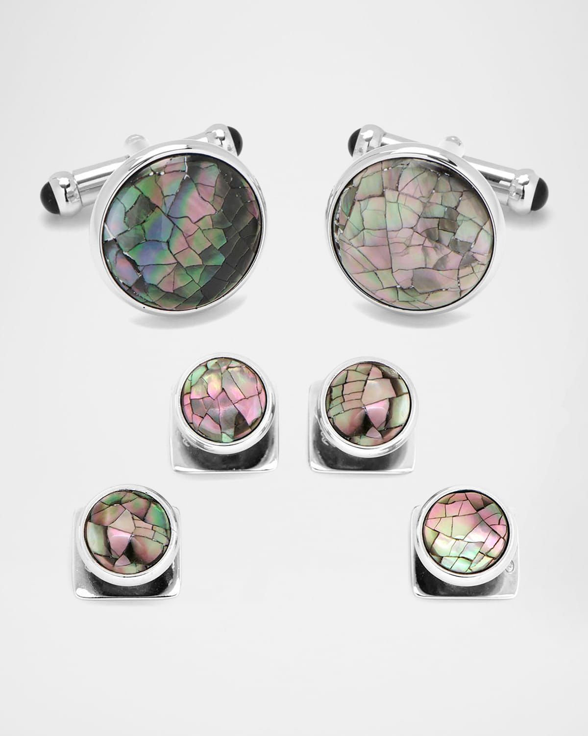 Men & apos;s Mosaic Smoke Mother-of-Pearl Cuff Link Stud Set